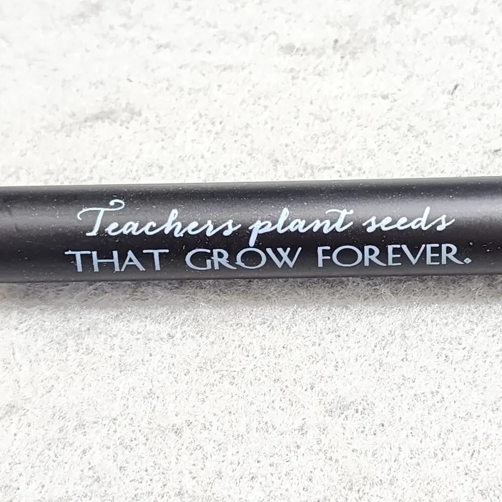 TEACHERS PLANT SEEDS THAT GROW FOREVER Fine Point Ball Point Pen Black Gold NIB